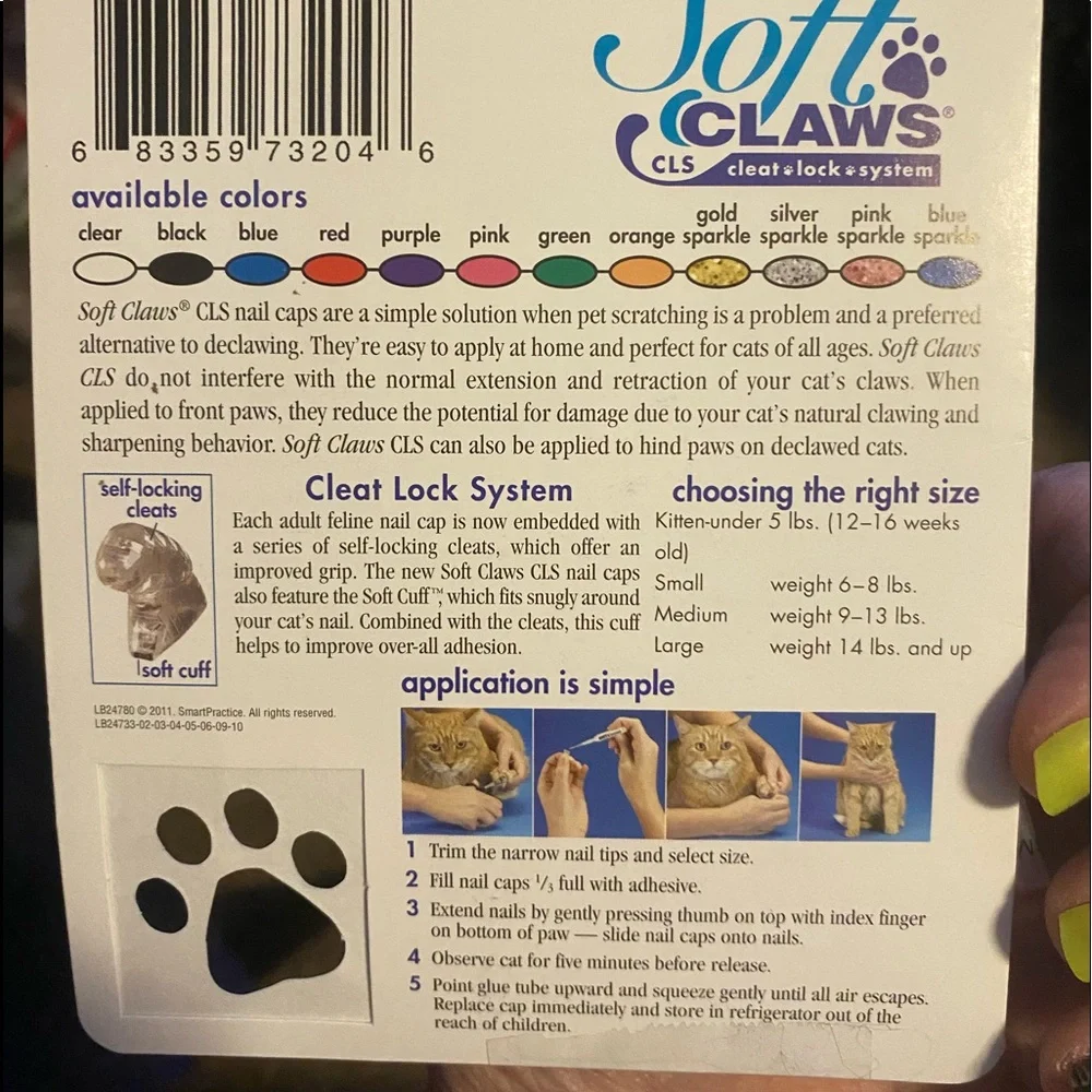 Soft Claws for Cats - CLS (Cleat Lock System), Size Small, Color Red